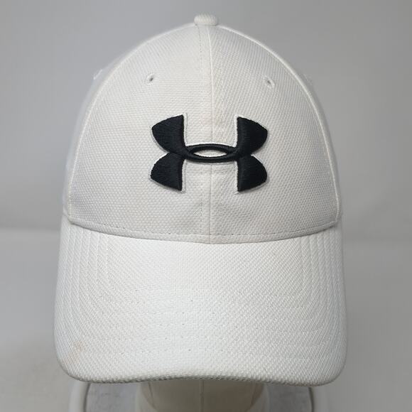Under Armour Fitted Baseball Cap White One Size Embroidered 6 Panel - Picture 2 of 9